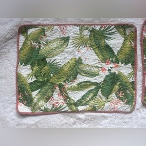 Two (2) Tommy Bahama Tropical floral standard pillow covers, pink/green